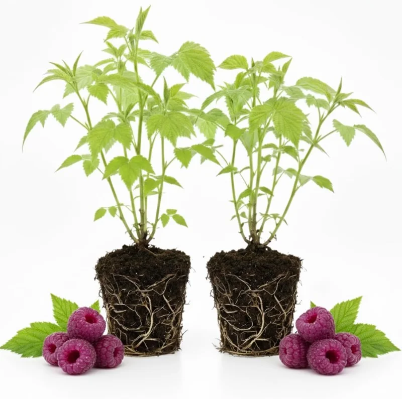 Red Raspberry Live Plants (2-Pack) - Sweet Raspberry Bush, 5-8 Inch Tall, Well-Rooted - Image 2