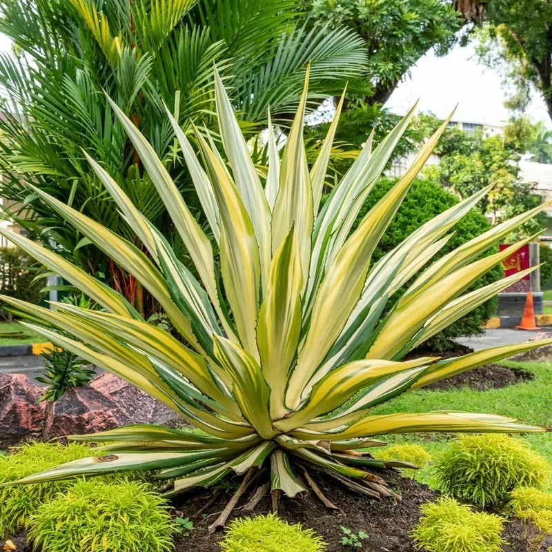 Variegated Agave Plant Live, Hardy Succulent Live Plant in 1 Gallon Nursery Pot, 1.5-2 Feet Tall - Image 2