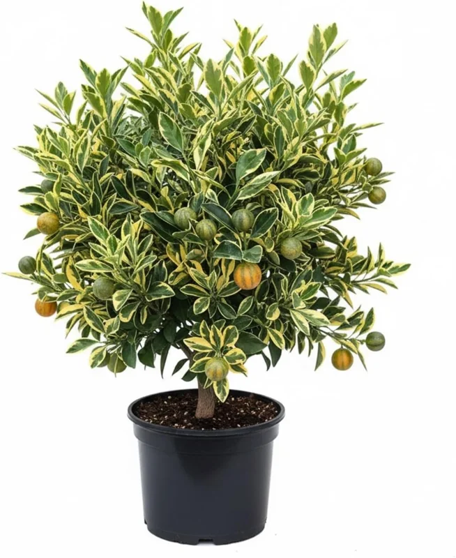 Variegated Kumquat Tree Live Plant – 3 Gallon Pot – Outdoor Citrus Fruit Tree - Image 1