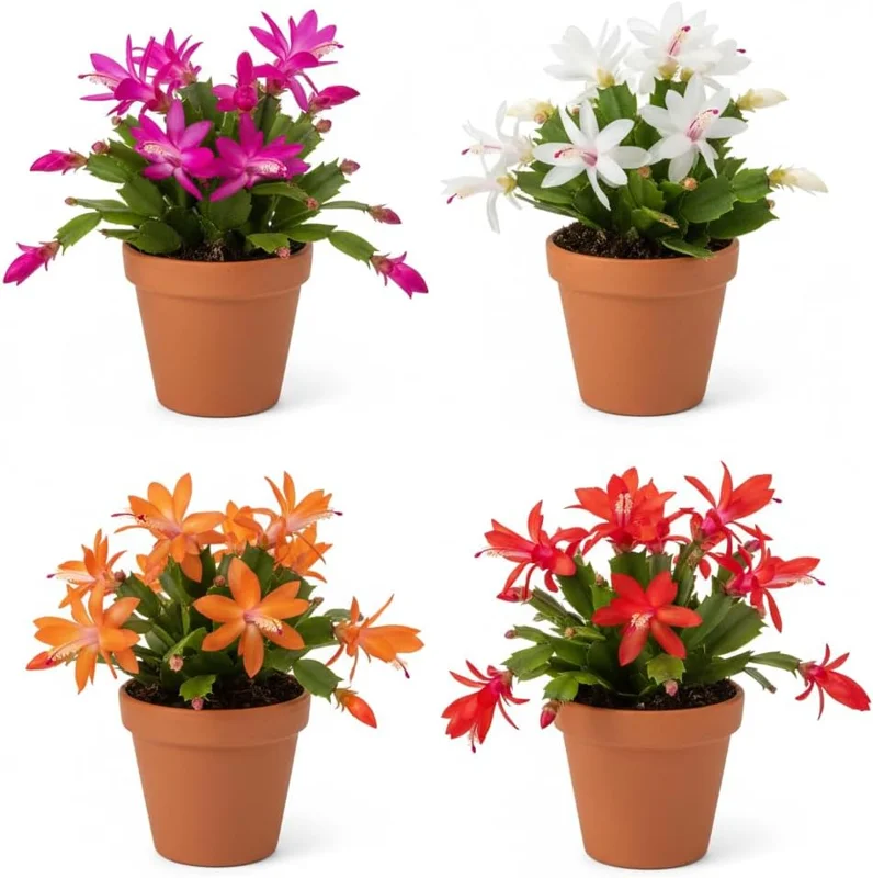 Easter Cactus Live Plant – Rhipsalidopsis Gaertneri – 4-8'' Tall – Assorted Blooms – No Pot - Image 1