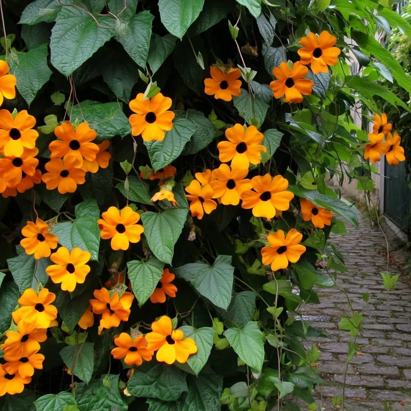 Black Eyed Susan Vine Seeds - 50 Heirloom Thunbergia alata for Trellises - Image 2