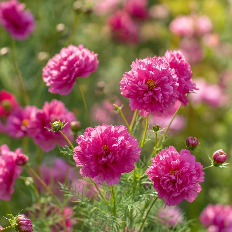 Cosmos Seeds - Double Click Rose Bonbon Pink Blooms (25 Seeds) - Annual Flower - Image 4