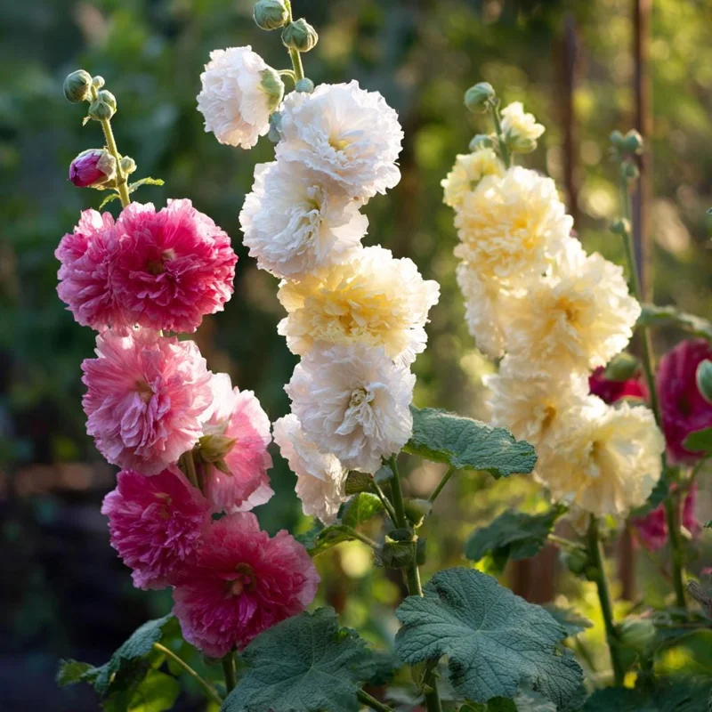 Hollyhock Seeds Chaters Double Mix - Tall Vibrant Blooms (50 Seeds) - Image 1