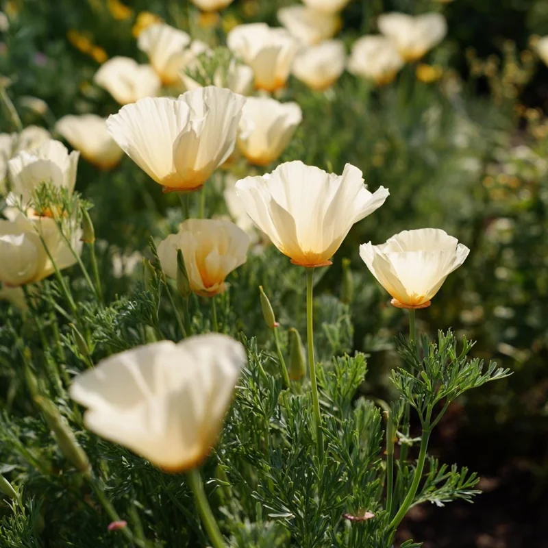 Ivory California Poppy Seeds - Eschscholzia californica - Creamy Blooms - 250 Seeds - Image 2