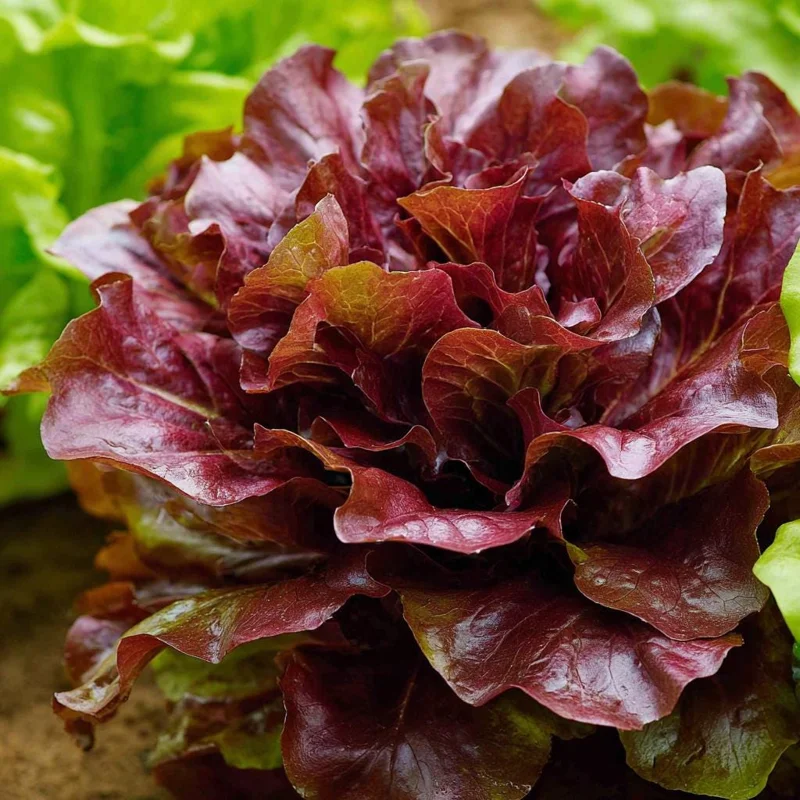 Organic Lollo Rosso Lettuce Seeds – Red Salad Bowl, 250 Seed Pack - Image 1