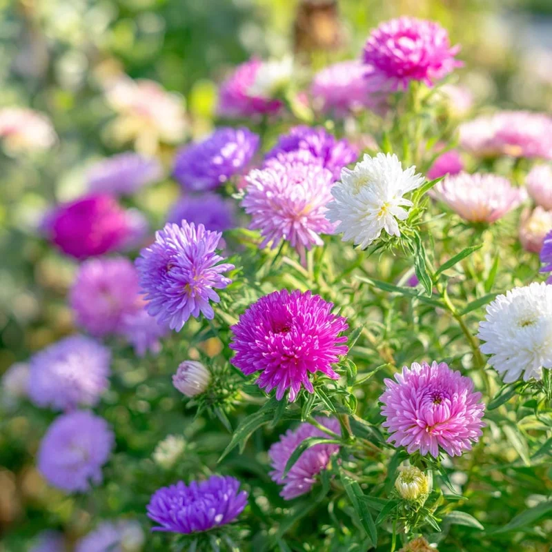 Powder Puff China Aster Seeds Mix - 200 Heirloom Seeds for Garden & Cut Flowers - Image 2