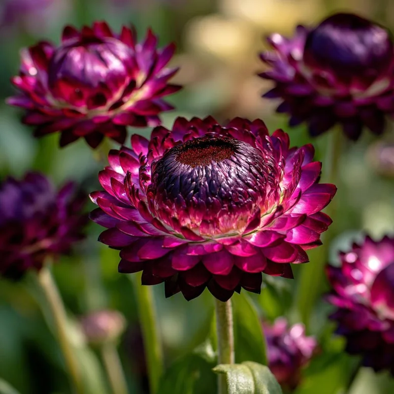 Purple Red Black Strawflower Seeds - 50 Count - Vibrant, Long-Lasting Blooms for Cut Flowers - Image 2