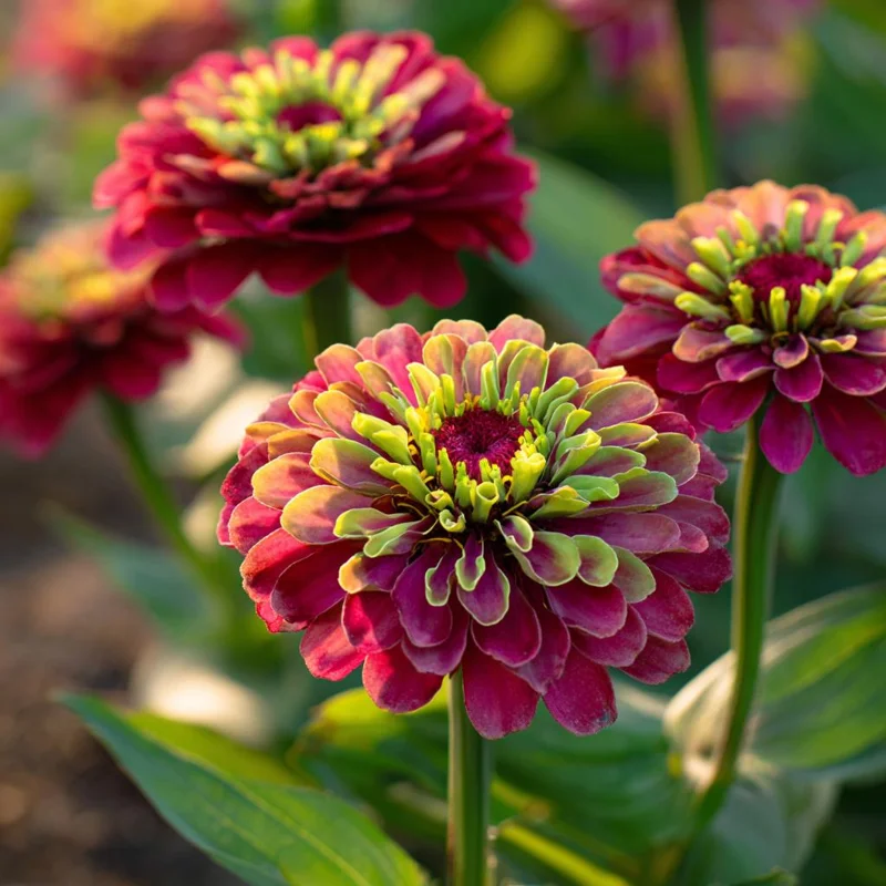Queen Red Lime Zinnia Seeds - Zinnia Elegans - 10 Seeds - Vibrant Bi-Color Blooms - Image 1