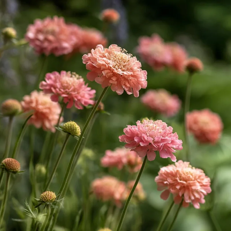 Salmon Queen Scabiosa Seeds – 50 Count – Vibrant Salmon-Pink Pincushion Flowers - Image 1