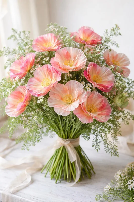 Silky Chiffon Poppy Appleblossom Seeds - 100 Count, Delicate Pink & Apricot Blooms, Outdoor - Image 4