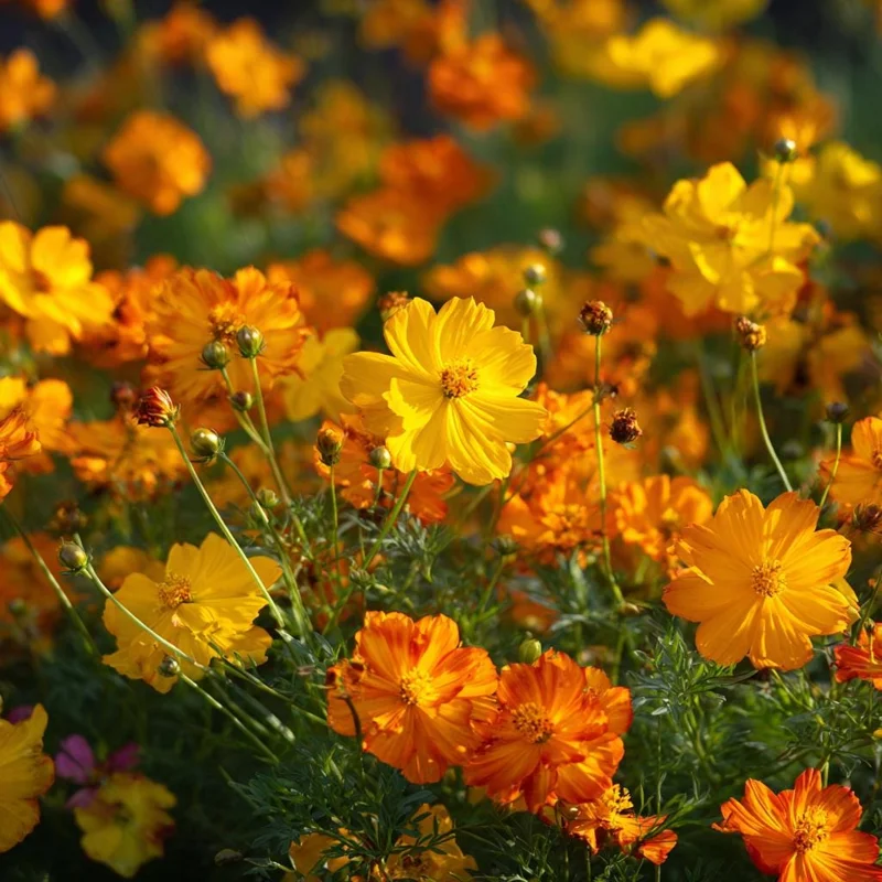 Sulphur Cosmos Seeds - Bright Lights Mix - 100 Seeds, Orange Yellow Red Blooms - Image 1