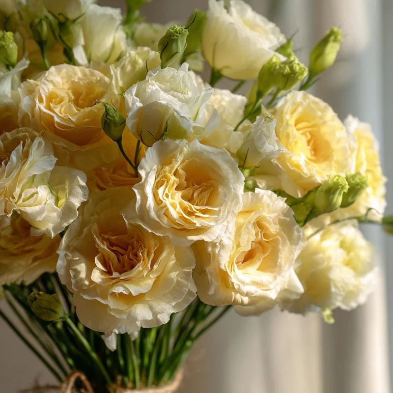 Yellow Lisianthus Seeds - Soft Apricot Double Ruffled Blooms - 25 Seeds - Image 2