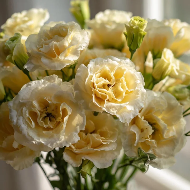 Yellow Lisianthus Seeds - Soft Apricot Double Ruffled Blooms - 25 Seeds - Image 1
