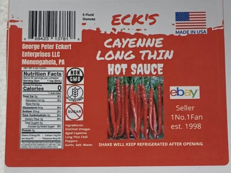 Cayenne Long Thin Hot Pepper Sauce - 5 oz Bottle, American Flavor - Image 2