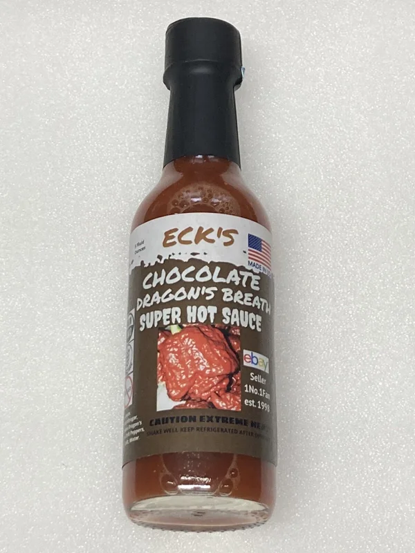 Chocolate Dragon's Breath Super Hot Pepper Sauce - 5 oz Bottle - Image 1