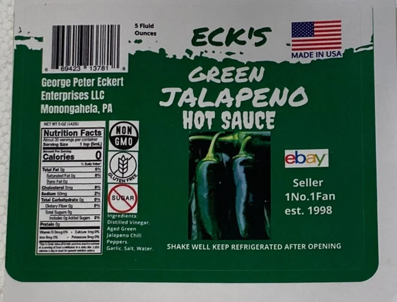 Green Jalapeno Hot Pepper Sauce - 5 oz Bottle with Garlic & Salt, Gluten-Free, Vegan - Image 2