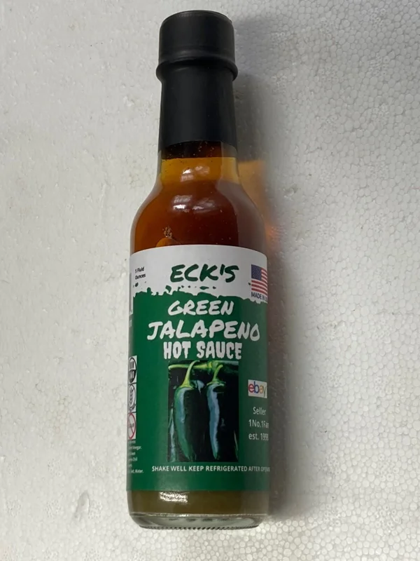 Green Jalapeno Hot Pepper Sauce - 5 oz Bottle with Garlic & Salt, Gluten-Free, Vegan - Image 1