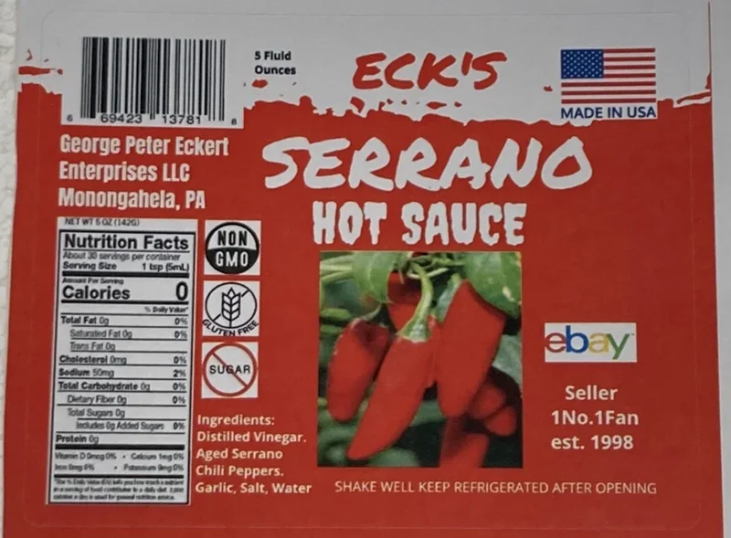Serrano Hot Pepper Sauce - 5 oz Bottle - Spicy American Flavor with Garlic & Salt - Image 2