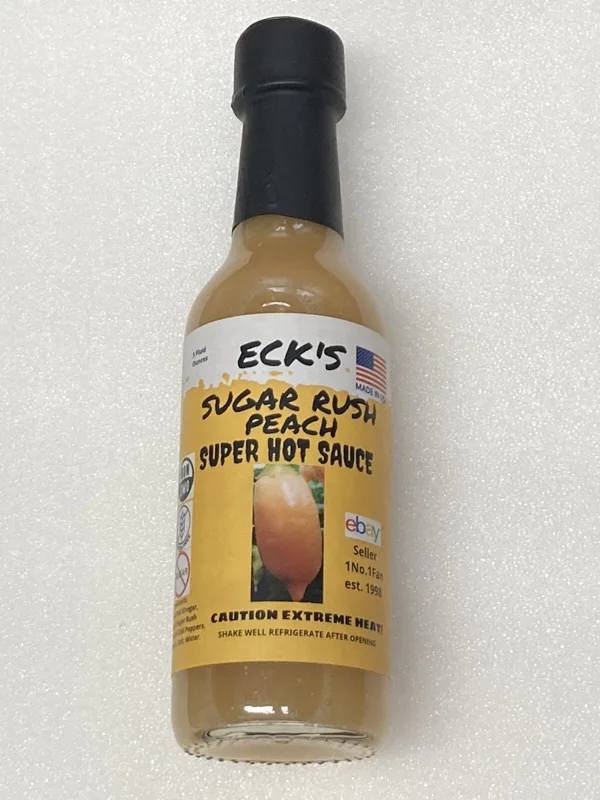 Super Hot Peach Pepper Sauce - 5 oz Bottle, Gluten-Free, Vegan - Image 1