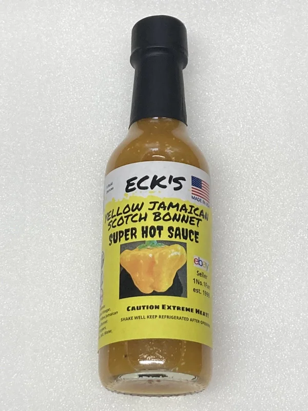 Yellow Jamaican Scotch Bonnet Super Hot Pepper Sauce - 5 oz Bottle, Gluten Free, Organic - Image 1