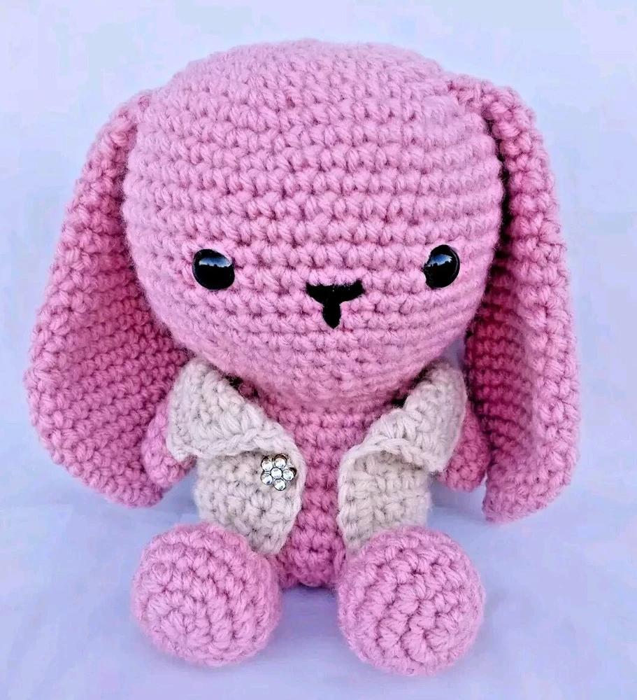 Handmade Crochet Bunny Rabbit Amigurumi Soft Stuffed Animal Toy 7 inch - Image 2
