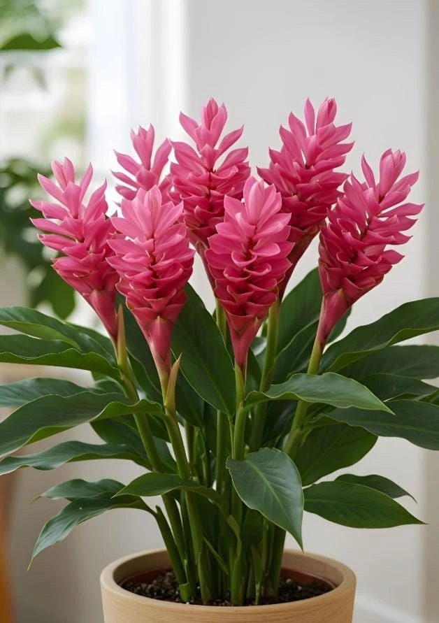 Hot Pink Ginger Live Plant – Tropical Flower Starter – 4-6" Tall – Unpotted - Image 1