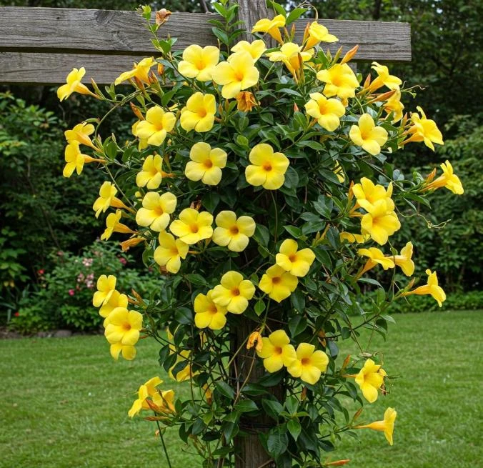 Yellow Mandevilla Live Plant - 3-6" Tall Tropical Flowering Vine for Trellis & Patio - Image 4