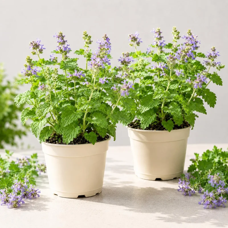 Catnip Live Plant Set of 2, Herb Perennial, 4-8 Inch Tall, Outdoor Indoor Garden - Image 1