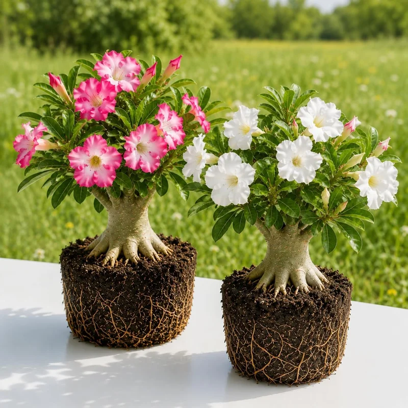Desert Rose Live Plant – Adenium Obesum Succulent – 2-Pack, 5-8 Inch Tall, No Pot - Image 1