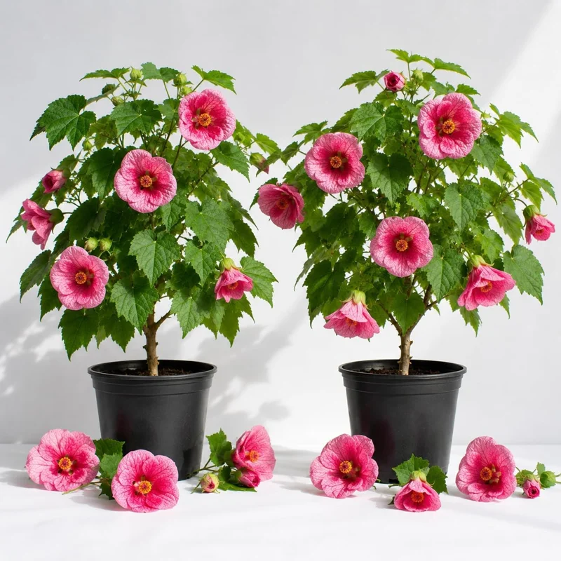 Pink Abutilon Live Plant Set of 2 – Lantern Trailing Vine 4-6 Inch Tall - Image 1