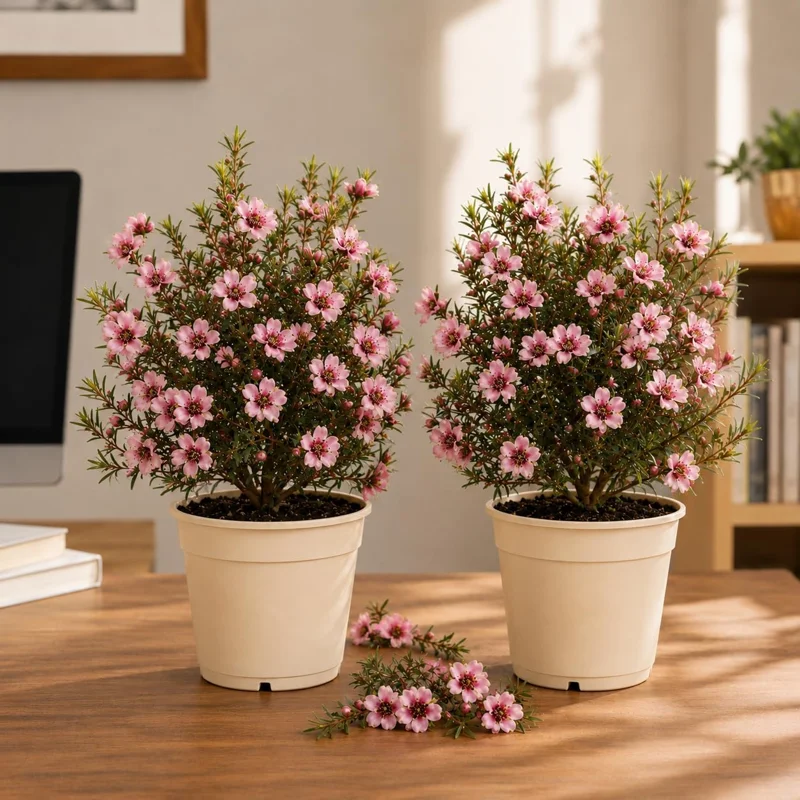 Pink Manuka Tea Live Plants - 2 Pack, 4-6 Inch Tall, Pink Flowers, Outdoor Shrub - Image 1