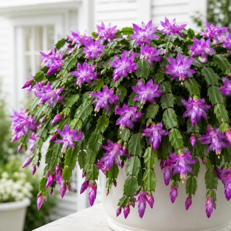 Set of 4 Purple Christmas Cactus Live Plants, 4-8 Inch Tall, No Pot - Image 1