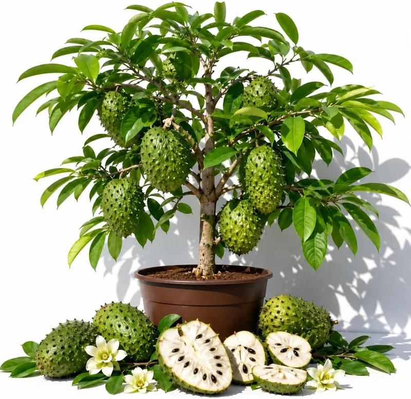 Soursop Live Plant - Sweet Guanabana Fruit Tree, 5-10 Inches Tall - Image 1