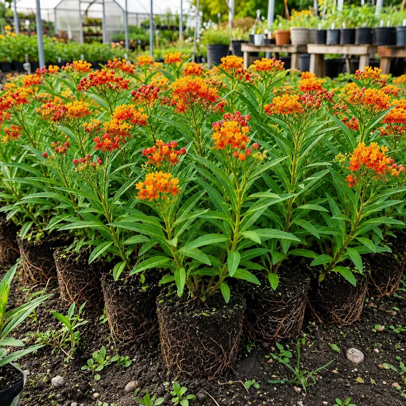 Tropical Milkweed Live Plants (Set of 4) – Orange Red Flowers, 4-8 Inch Tall - Image 1