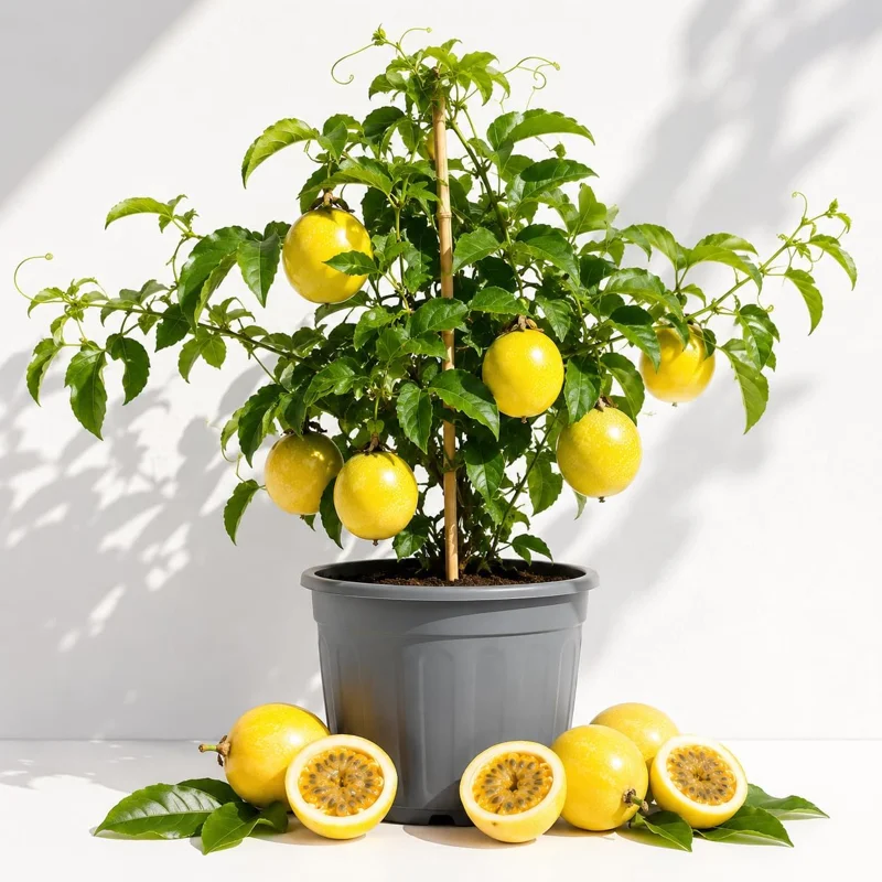Yellow Passionfruit Plant Live - Sweet Passion Fruit Vine, 4-8 Inch Tall - Image 1